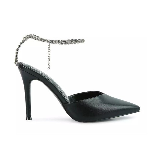 London Rag Women's Diamante Embellished Rhinestone Stiletto Mule Sandals NIB 7M - Picture 2 of 8